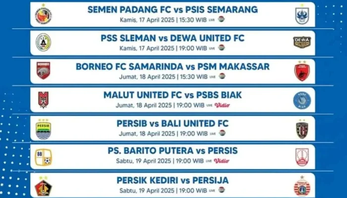 Jadwal Super League Pekan ke-29: Persib Tantang Arema, Borneo Gelar Serangan ke Semen Padang