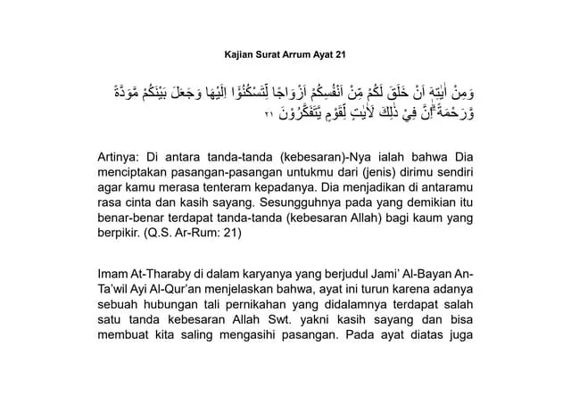 Renungan Al-Qur'an: Kasih Sayang dalam Surat Ar‑Rum Ayat 21 Menjadi Pedoman Hidup Modern