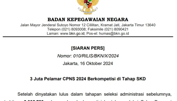Badan Kepegawaian Negara: Seleksi CPNS 2024 dan Tunjangan Kinerja Tertinggi