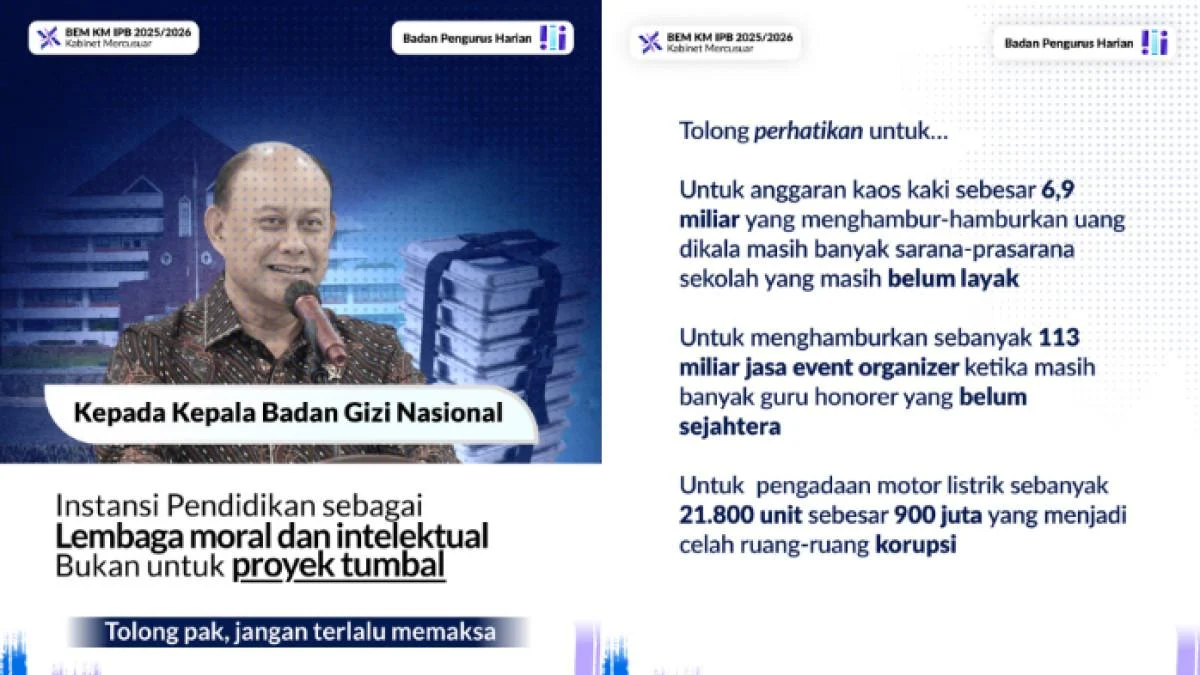 BEM IPB Tolak Dapur MBG di Kampus, Rektor IPB Tegaskan Fokus pada CoE MBG