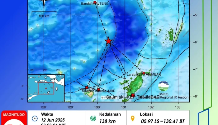 Gempa Magnitudo 6,7 Guncang Kepulauan Tanimbar Maluku, BMKG: Tidak Berpotensi Tsunami