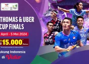 Jadwal Siaran Live TV Thomas-Uber Cup 2026 Siang Ini: Indonesia vs Taiwan dan Prancis Siap Tampil di Vidio