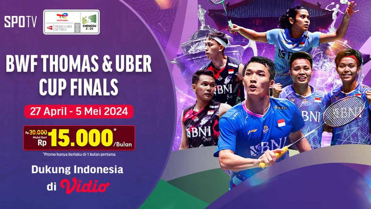 Jadwal Siaran Live TV Thomas-Uber Cup 2026 Siang Ini: Indonesia vs Taiwan dan Prancis Siap Tampil di Vidio