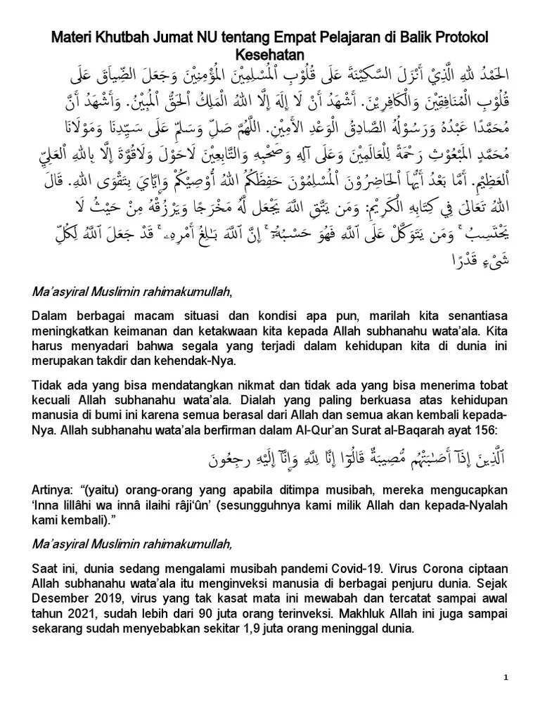 Khutbah Jumat 8 Mei 2026: Mewaspadai Virus Takabur