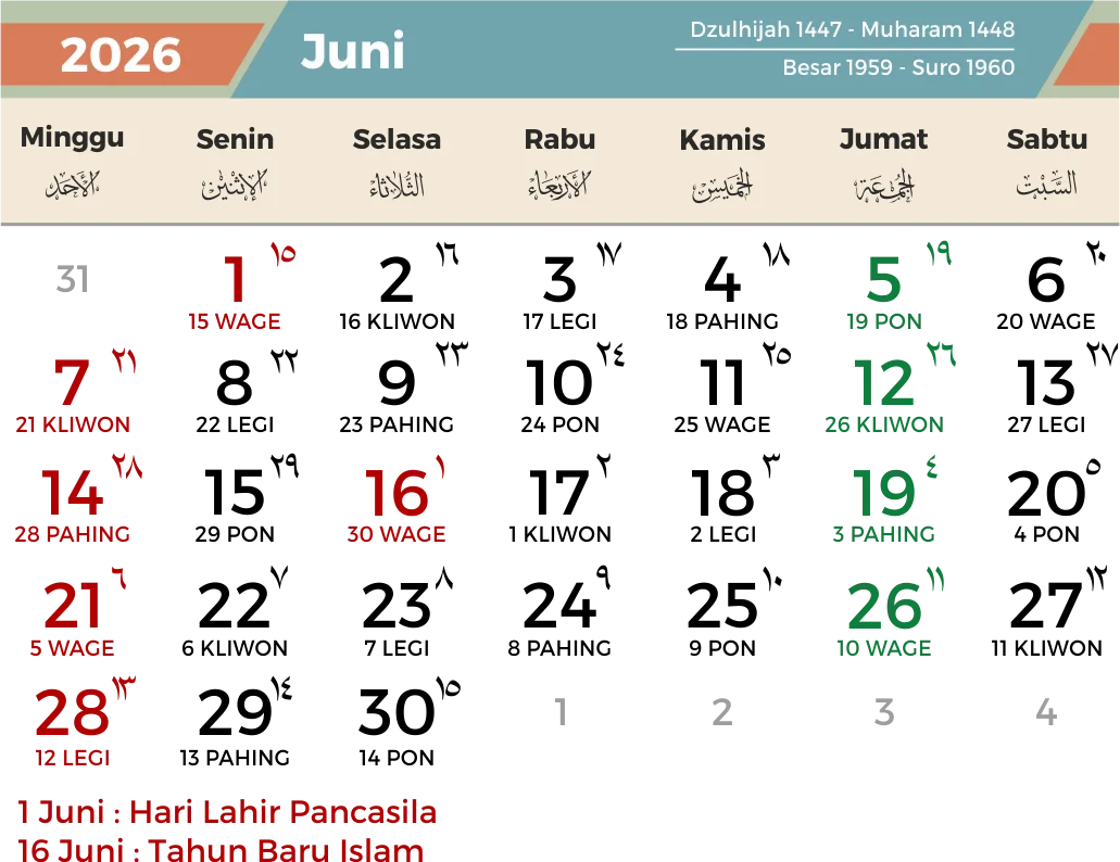 Liburan Juni 2026: Hari Libur Nasional dan Long Weekend