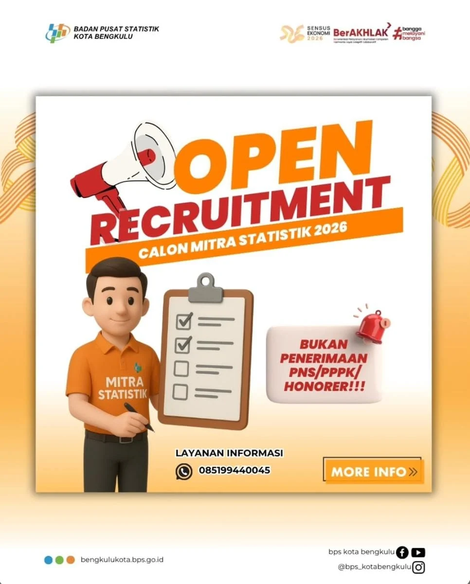Rekrutmen Mitra BPS 2026 Dibuka, Pendaftaran Dilakukan Secara Daring