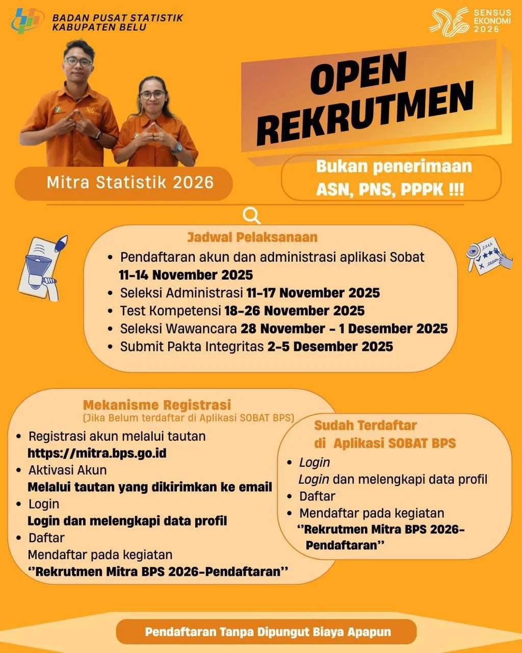 Rekrutmen Mitra Statistik BPS 2026 Dibuka: Ini Cara Daftar dan Syaratnya