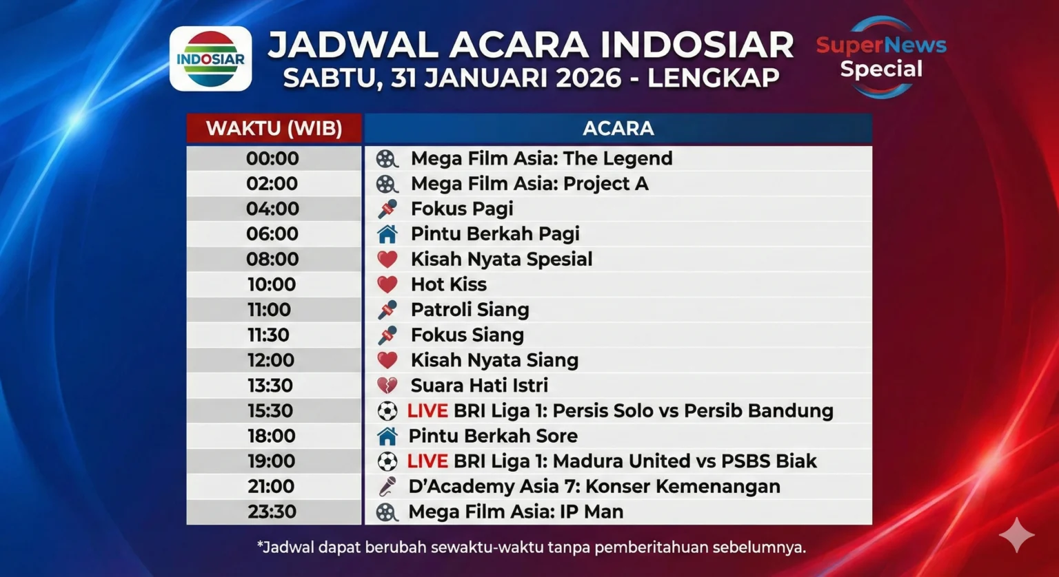 Jadwal Acara Menarik di Tengah Tahun 2026