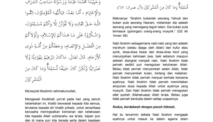 Khutbah Jumat 5 Juni 2026: Meneladani Perjuangan Nabi Ibrahim AS dalam Menegakkan Kebenaran