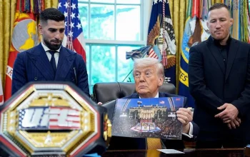 Presiden Trump Saksikan Pertarungan Justin Gaethje dan Ilia Topuria di UFC Freedom 250