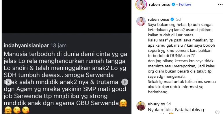 Sarwendah Minta Maaf, Ruben Onsu: Permintaan Maafnya Tidak Ada Kaitannya Dengan Saya