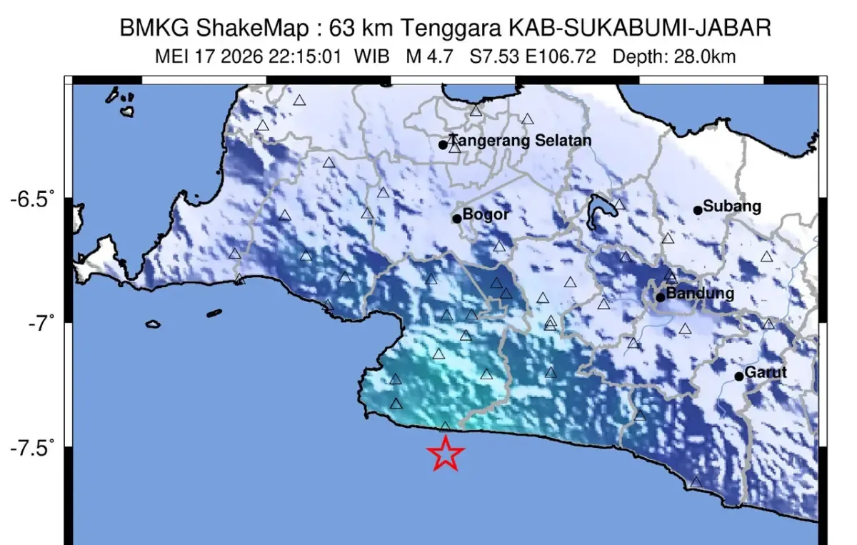 Gempa Bumi Tektonik Guncang Wilayah Sukabumi, Terasa Hingga Cimahi dan Lembang