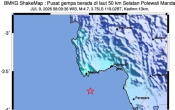 Gempa Bumi Tektonik M 4.7 Guncang Polewali Mandar dan Majene, Warga Sempat Kaget