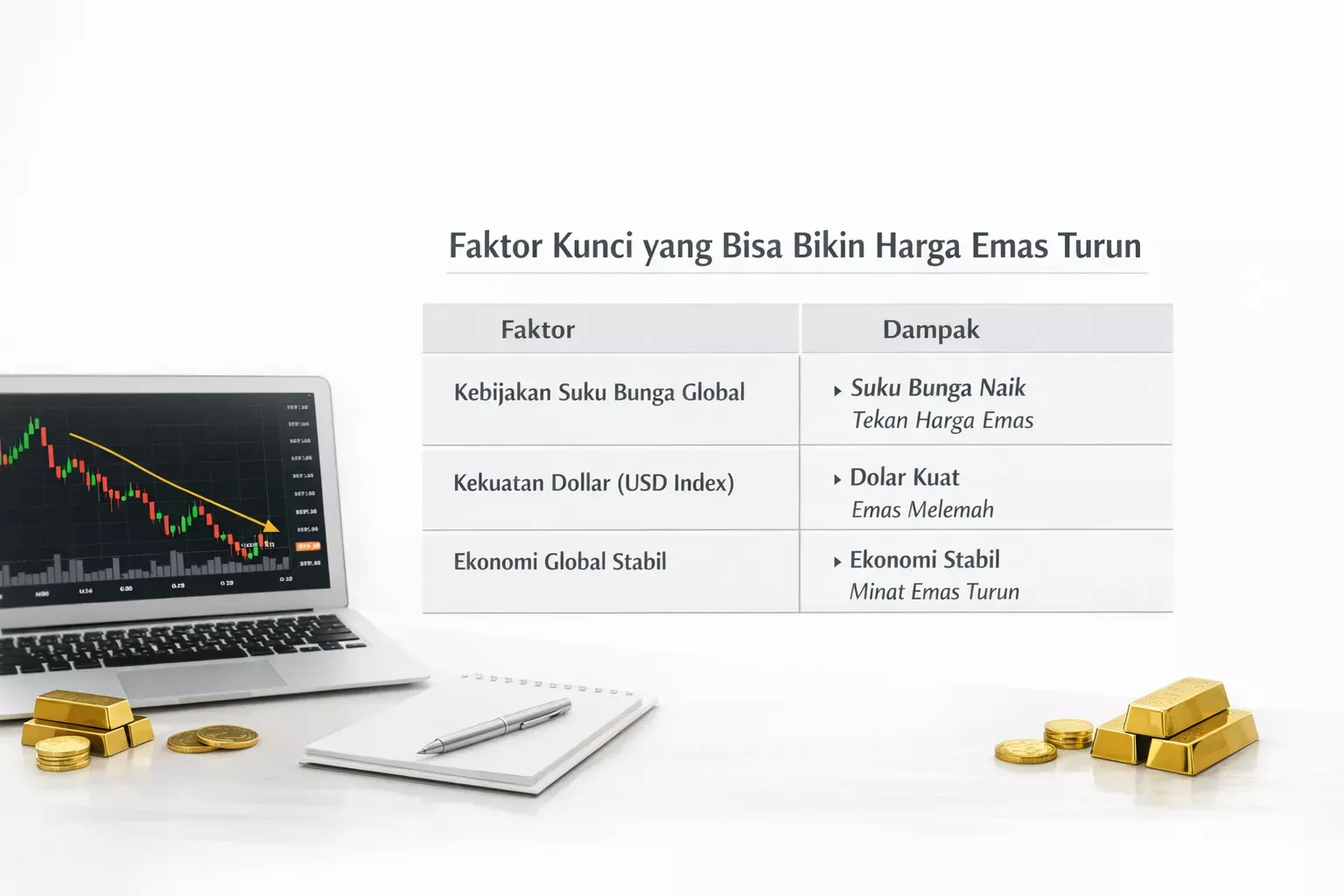 Harga Emas (XAUUSD) Terus Turun, Apakah Akan Terjadi Patah Tunggal?