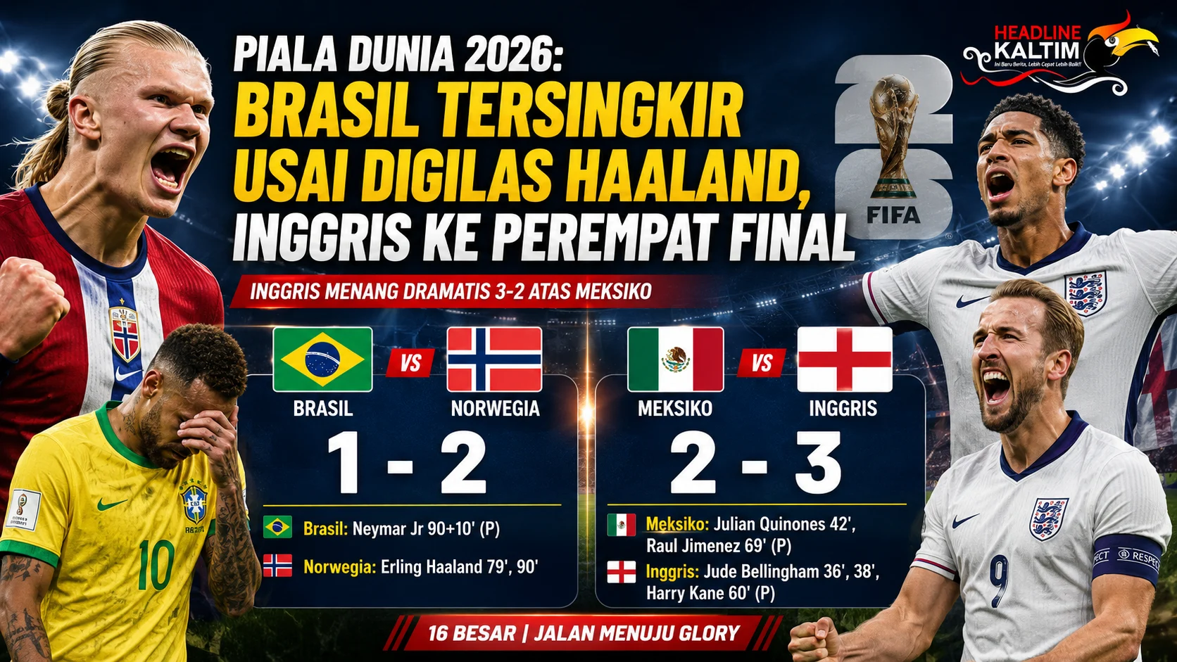 Inggris Menang Dramatis atas Meksiko di Piala Dunia 2026