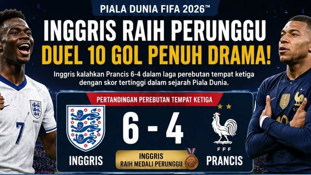 Inggris Raih Medali Perunggu Piala Dunia 2026 Setelah Mengalahkan Prancis 6-4