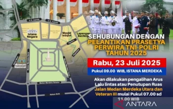 Polisi Lalu Lintas Mengalihkan Arus Lalu Lintas untuk Pelantikan Perwira Remaja TNI-Polri