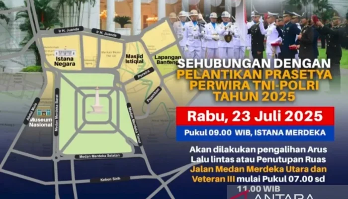 Polisi Lalu Lintas Mengalihkan Arus Lalu Lintas untuk Pelantikan Perwira Remaja TNI-Polri