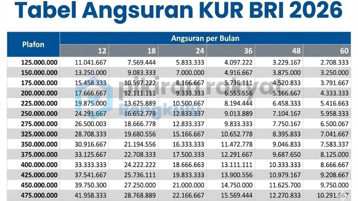 Tabel Pinjaman KUR BRI Juli 2026: Simulasi Angsuran dan Syarat Pengajuan