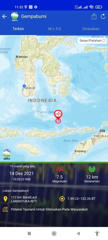 Gempa Bumi 7.7 Magnitudo di NTT: 5 Orang Meninggal, Tsunami Terjadi