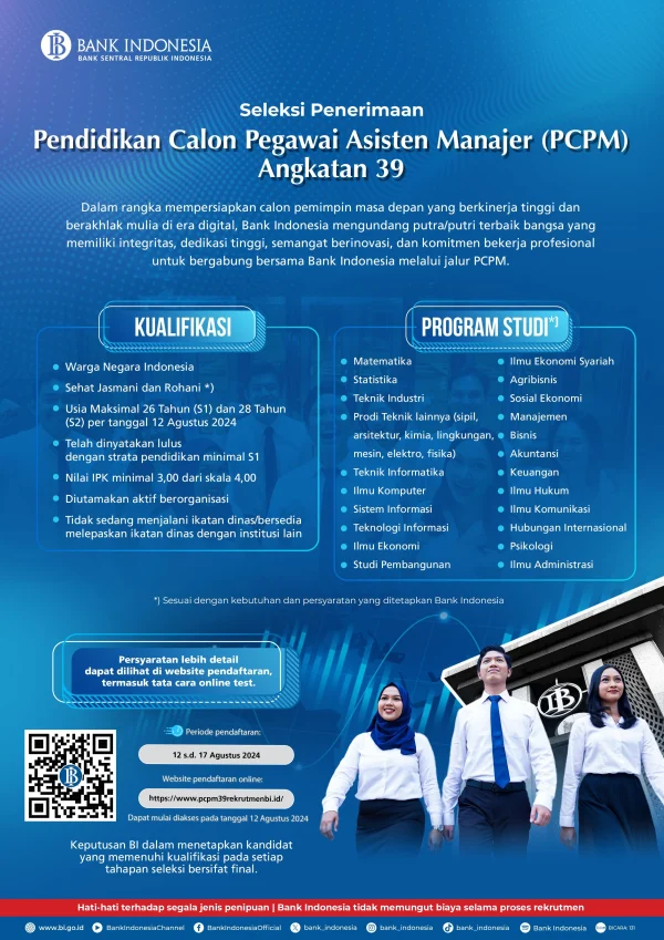 Penerimaan PCPM BI Angkatan 41: Kesempatan Berkarir di Bank Indonesia dengan Prospek Cerah