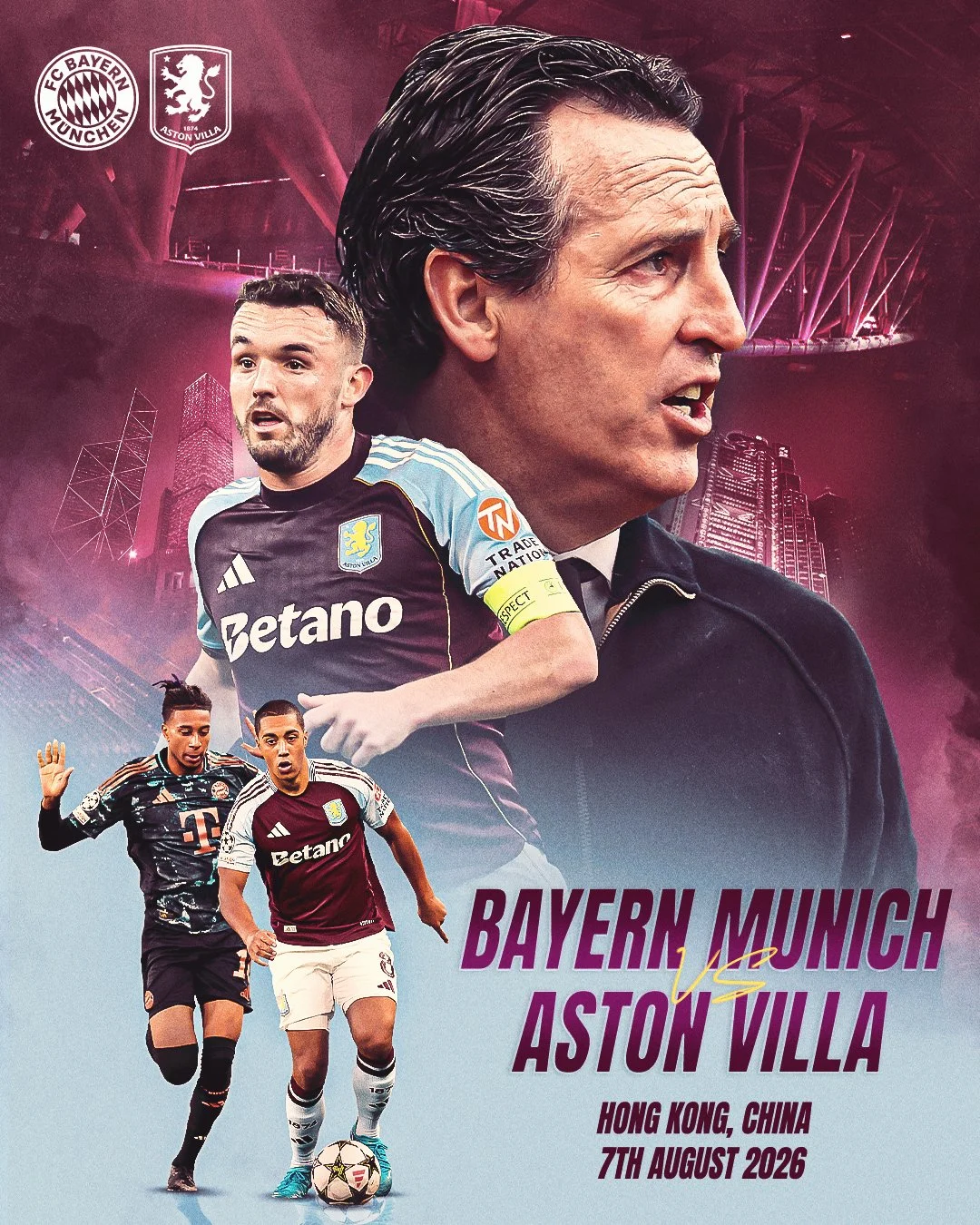Pertandingan Uji Coba Bayern Munchen vs Aston Villa Berlangsung di Hong Kong